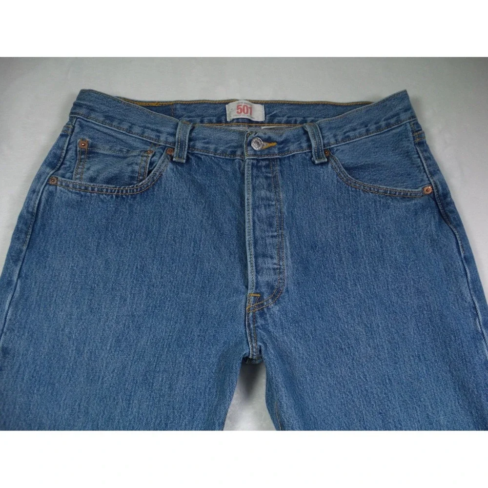 Levis 501 Jeans Mens Size 35 x 30 Blue Denim Classic Straight Leg Button Fly